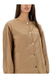 S max mara women’s greena the cube beige puffer jacket with front button closure and side pockets