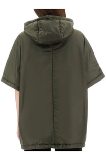 S Max Mara women’s greenci padded jacket in olive green with short sleeves and quilted hood in puffer style