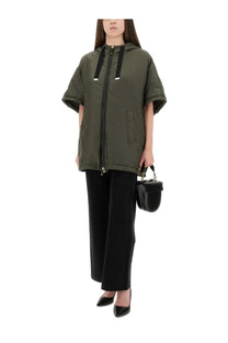 S max mara women’s greenci olive green padded puffer jacket with short sleeves and hood in quilted fabric