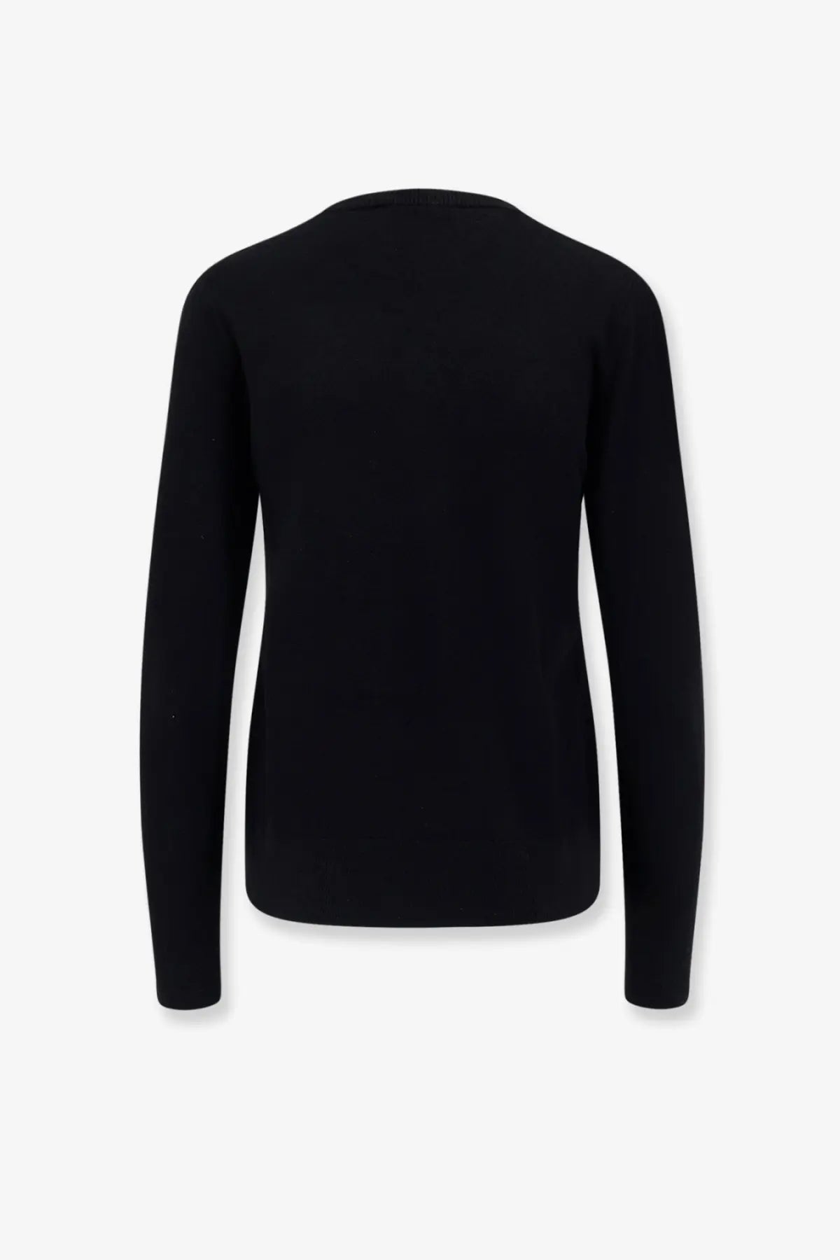 Black long-sleeved wool knit top with crew neckline s max mara women’s idoneo sweater