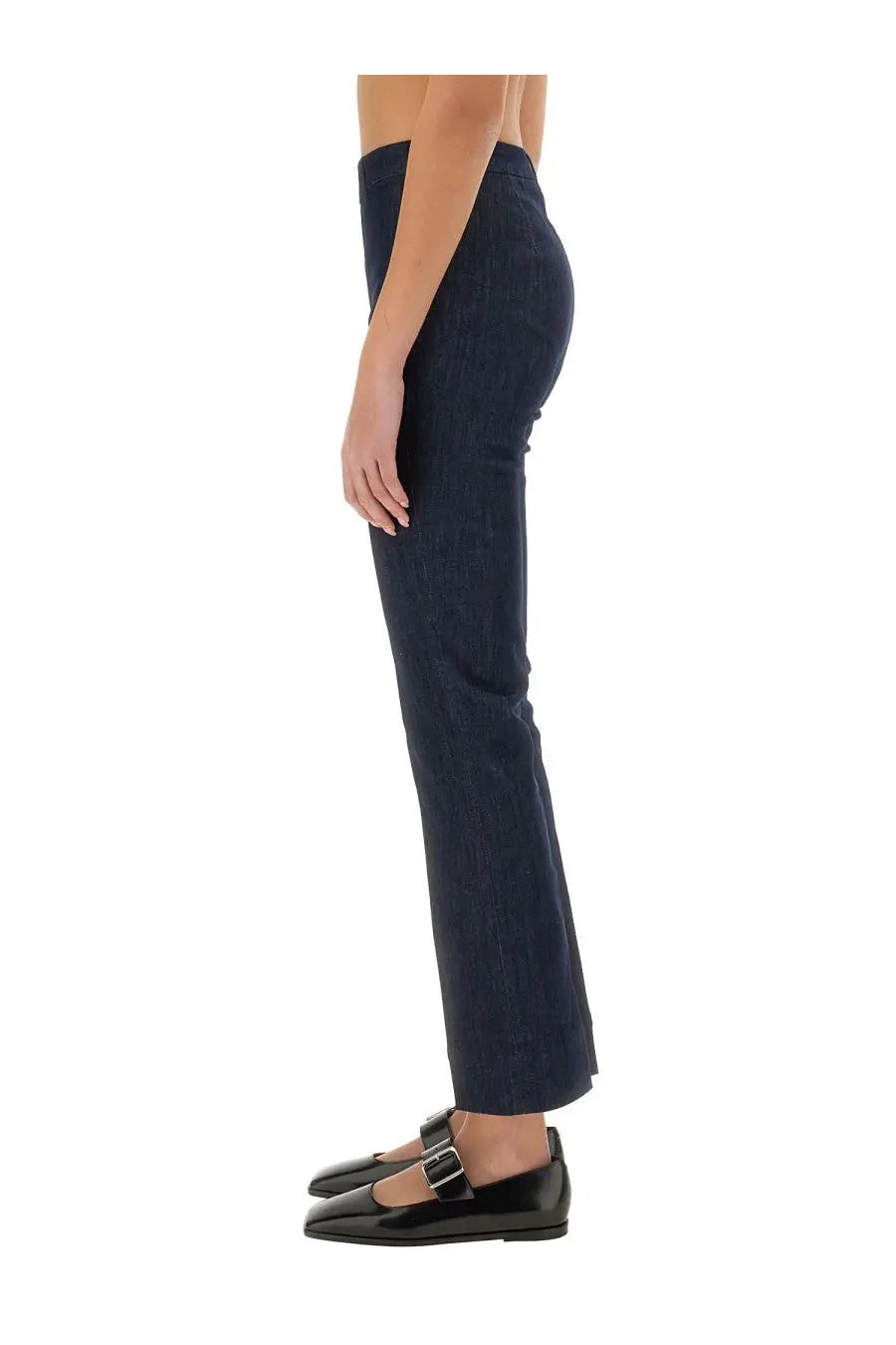 Dark blue denim high waist flare pants with straight-leg cut from s max mara women’s jeans uberti blue collection