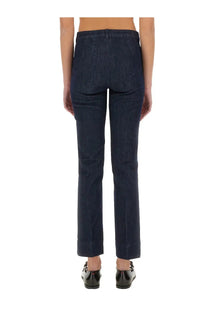 S max mara women’s jeans uberti blue dark blue denim trousers with straight-leg cut and classic back pockets shown from back