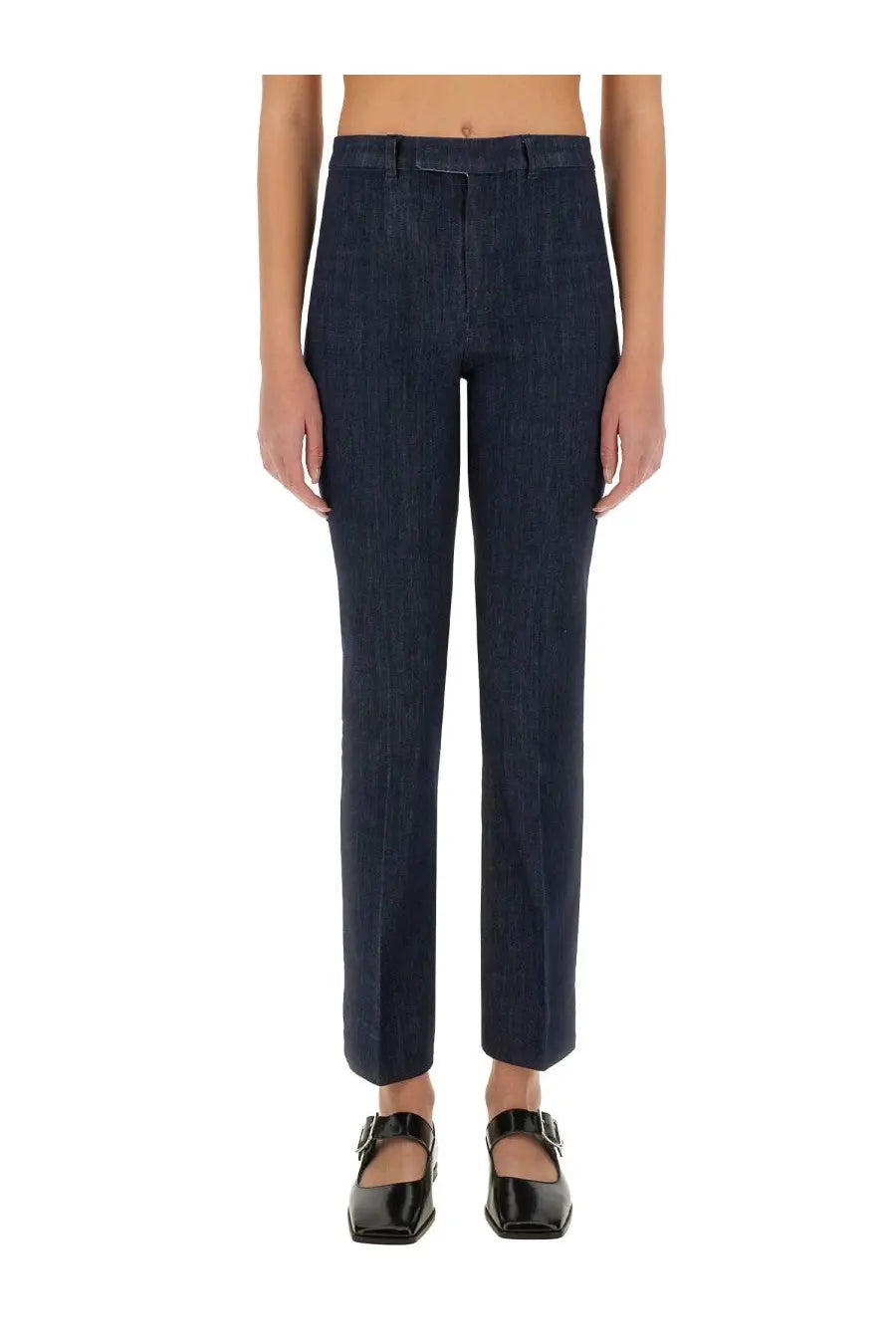 S max mara women’s jeans uberti blue dark blue denim trousers with straight-leg cut and classic belt loop design