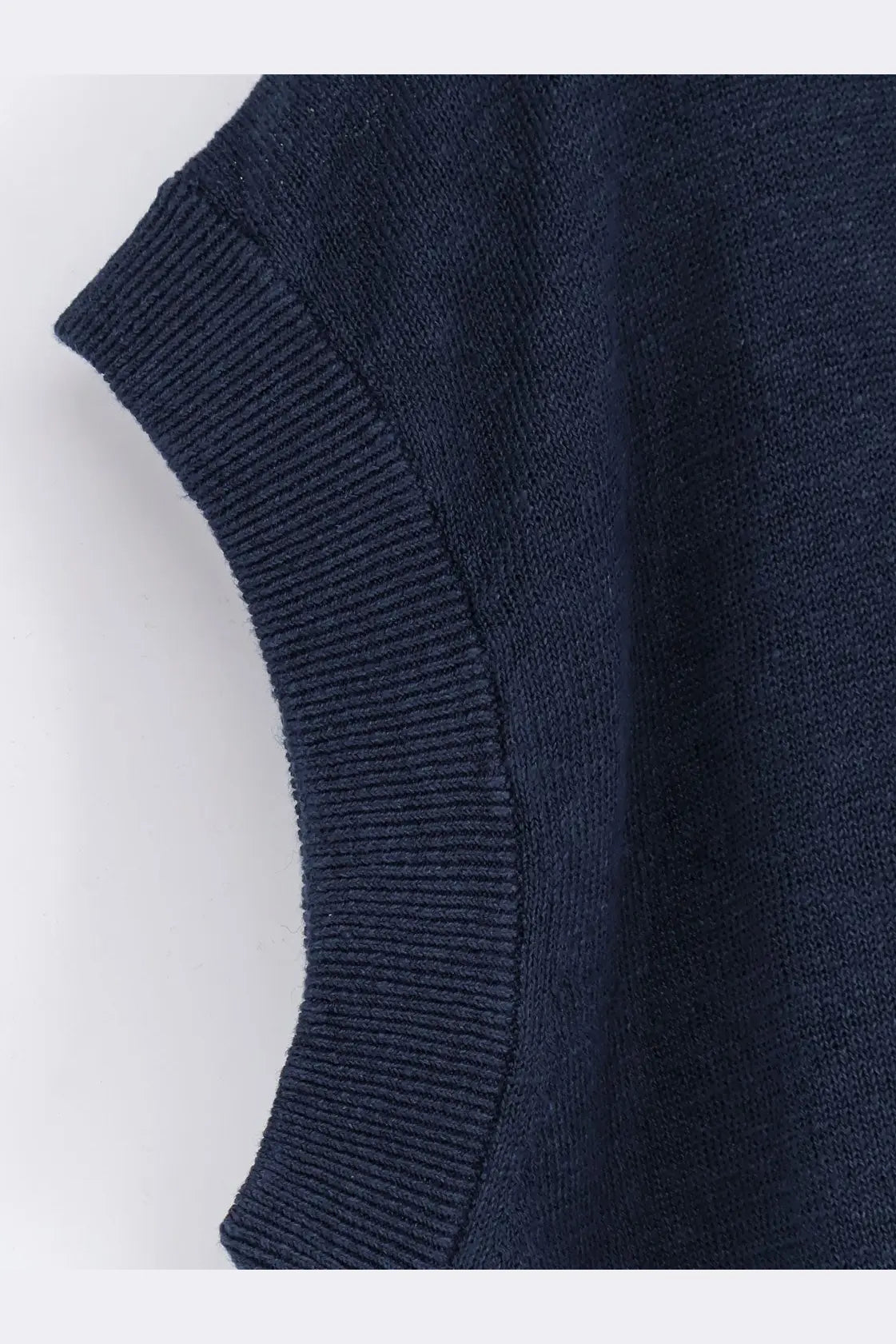 Navy blue ribbed knit sleeveless linen vest from S Max Mara womenswear for stylish layering