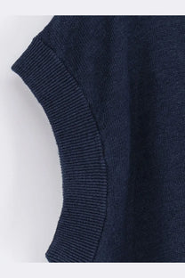 Navy blue ribbed knit sleeveless linen vest from S Max Mara womenswear for stylish layering