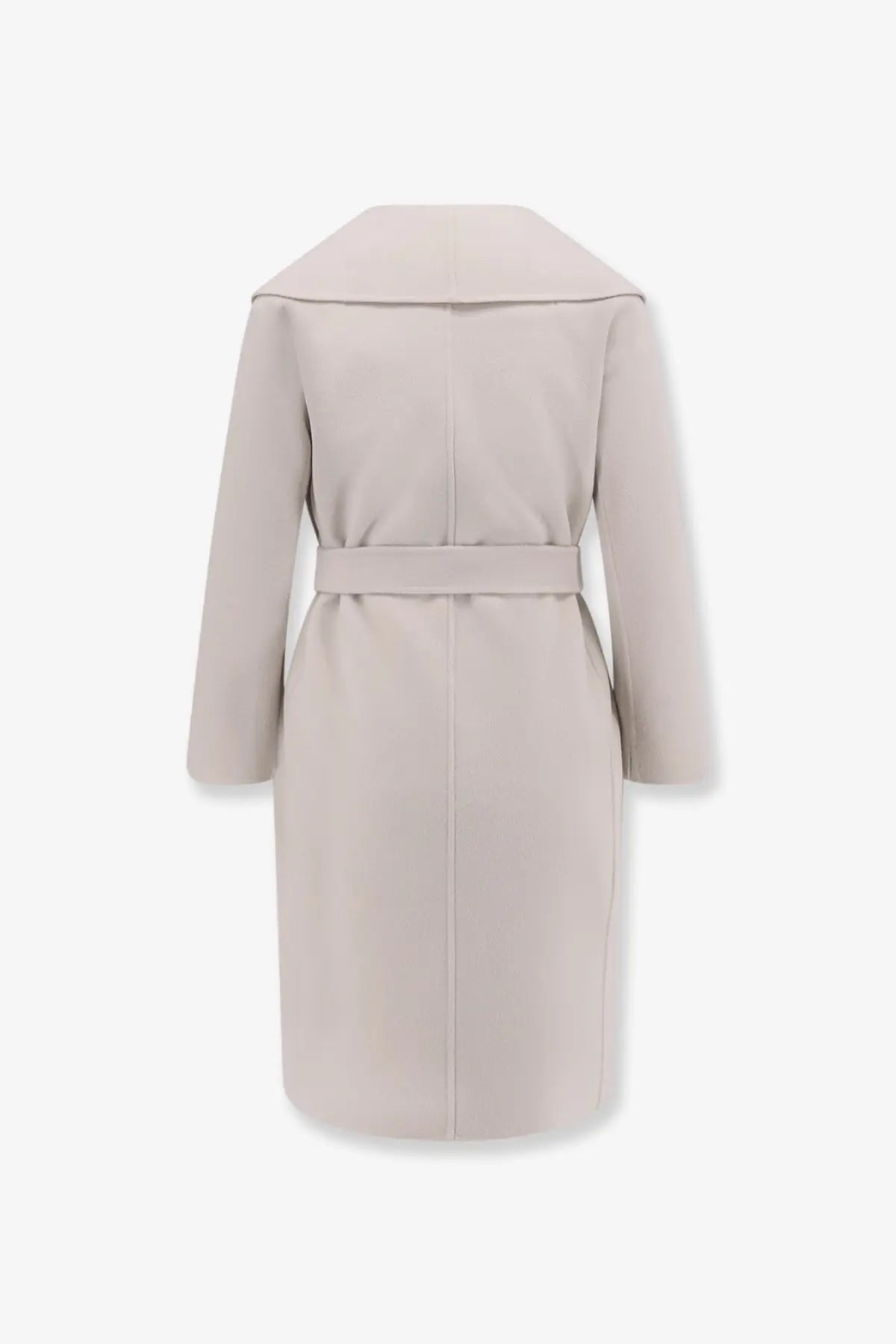 S max mara women’s messi beige virgin wool coat with structured collar and matching belt