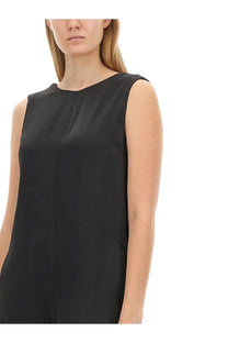 S Max Mara women’s Morian suit black sleeveless top with subtle pleated neckline and smooth flowing fabric