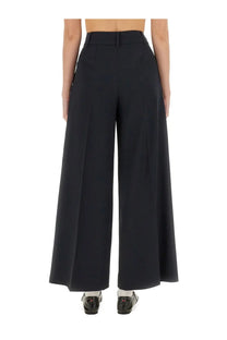 S Max Mara women’s black high-waisted wide-leg trousers with sleek tailored fit and subtle pleats