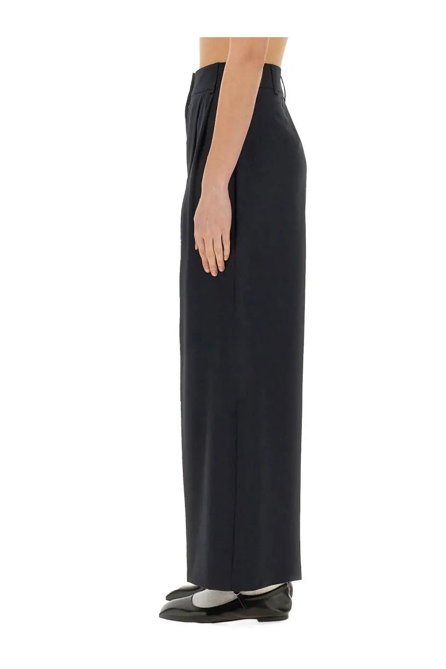 Black high-waisted wide-leg trousers with sleek minimalist design from s max mara womens pants nichols blue collection