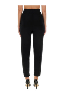 S Max Mara women’s opera black tailored high-waisted trousers with straight-leg cut and cuffed hems