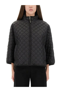 S Max Mara women’s black quilted puffer jacket delfina with high collar and three-quarter sleeves