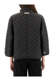 S Max Mara women’s black quilted puffer jacket Delfina with high collar and three-quarter sleeves made from nylon