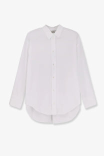 S max mara women’s smmadele white cotton shirt with classic collar long sleeves and subtle pleats at the hem