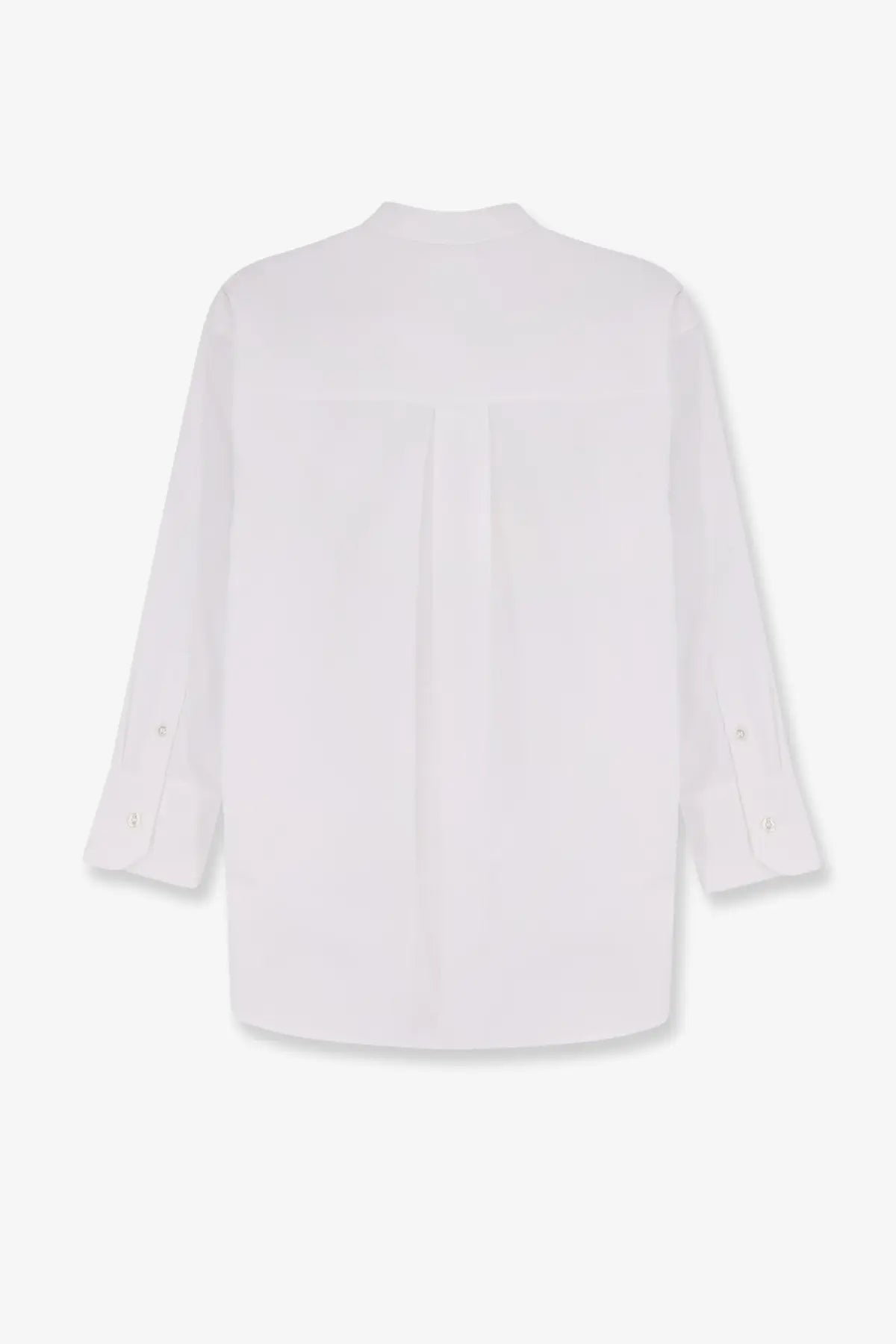 White s max mara cotton shirt with relaxed fit and subtle pleats down the back showing back side view