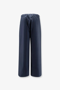 Dark navy wide-leg cotton trousers with elastic waistband by s max mara in blue for women