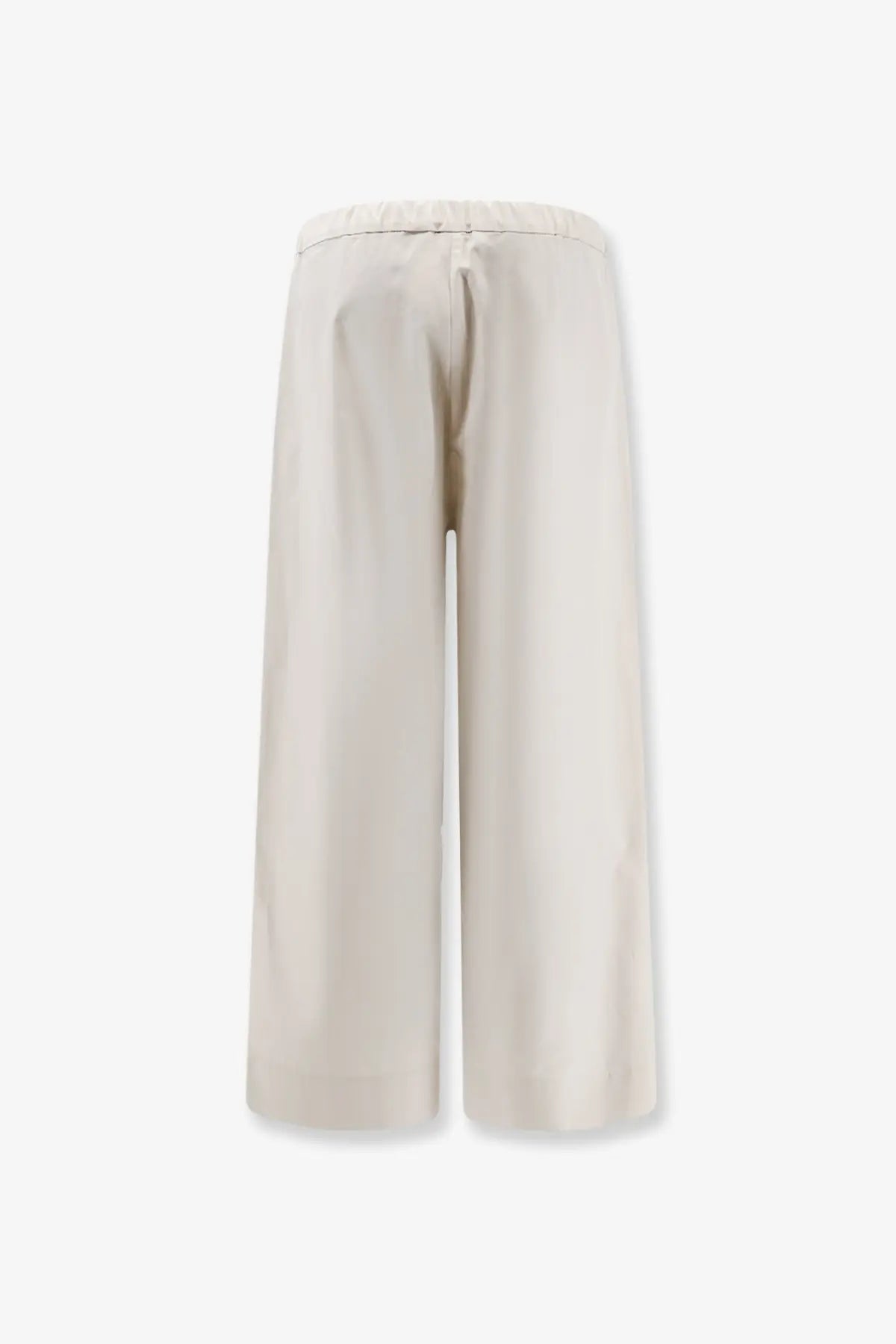 Cream-colored wide-leg cotton trousers with elastic waistband and flowing fabric by s max mara women