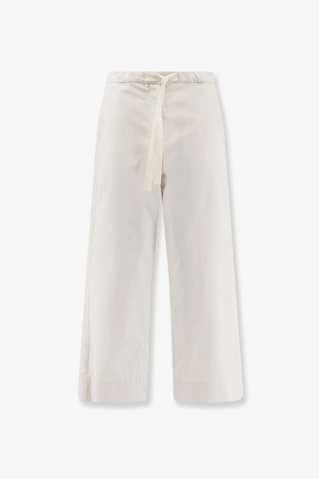 Cream-colored wide-leg cotton trousers with drawstring waistband from s max mara’s smmargento vissuto collection