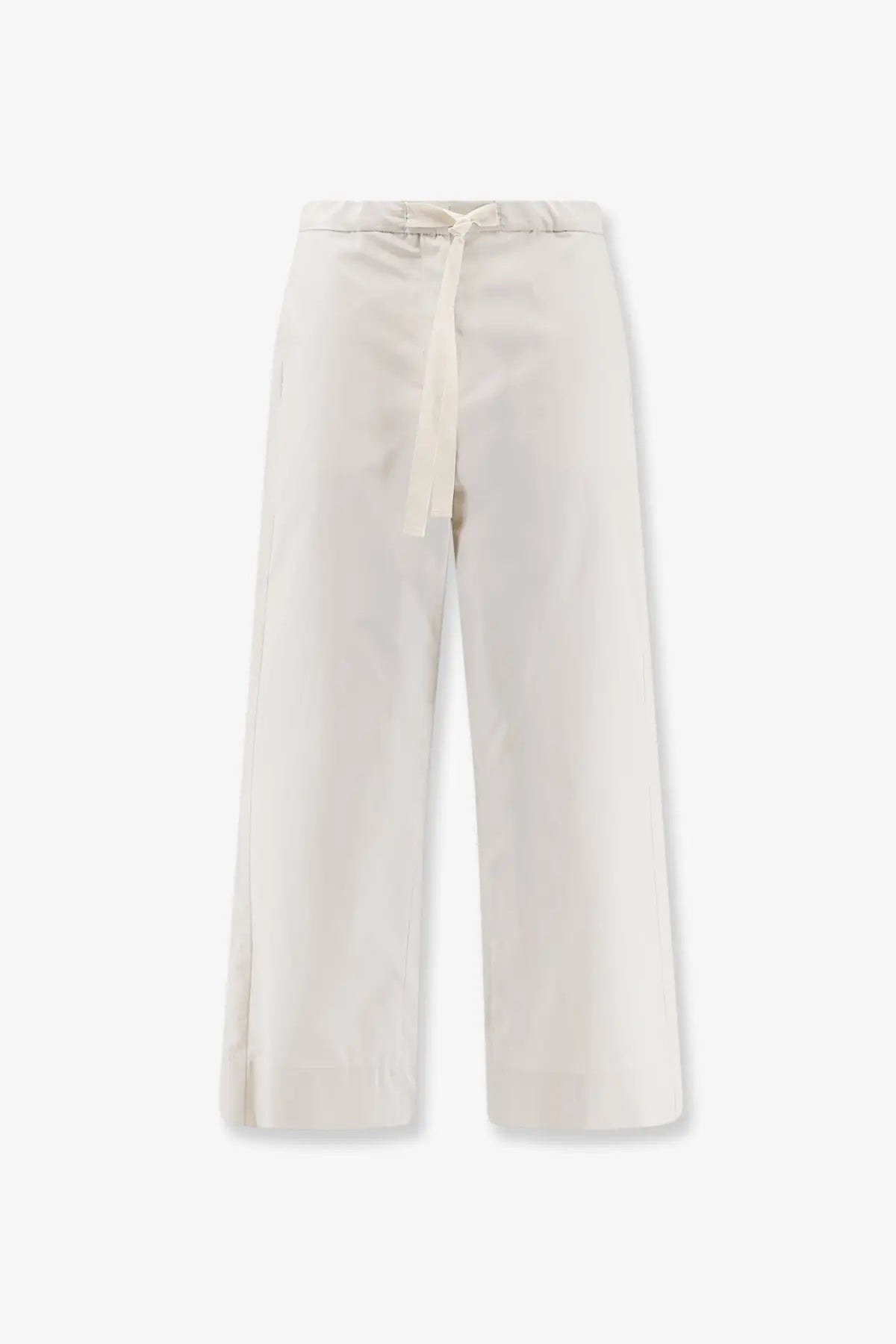 Cream-colored wide-leg cotton trousers with drawstring waistband from s max mara’s smmargento vissuto collection