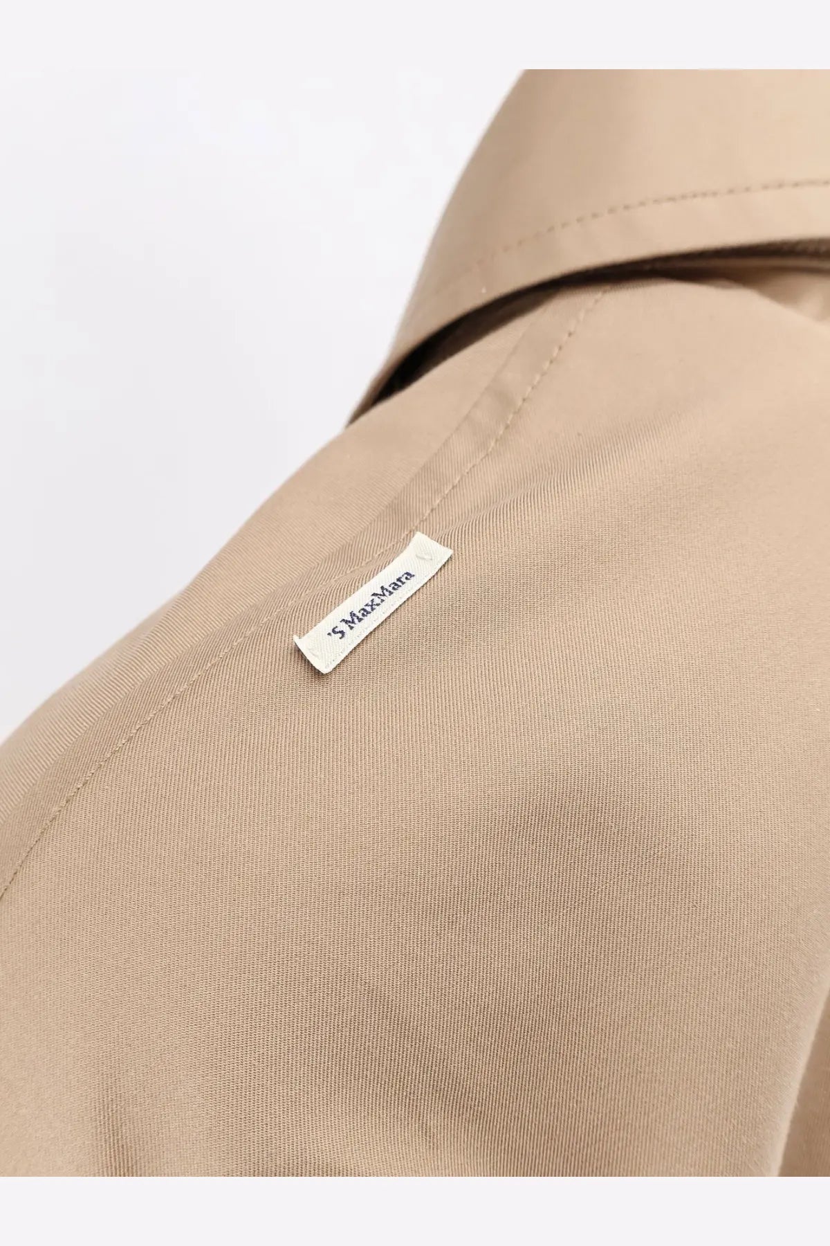 Beige s max mara womens smmbambola trench coat collar with subtle woven texture and small white brand tag