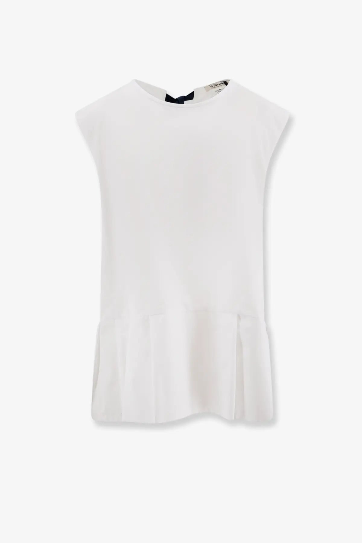 White sleeveless cotton top with soft flowing fabric and subtle pleated hem by s max mara women
