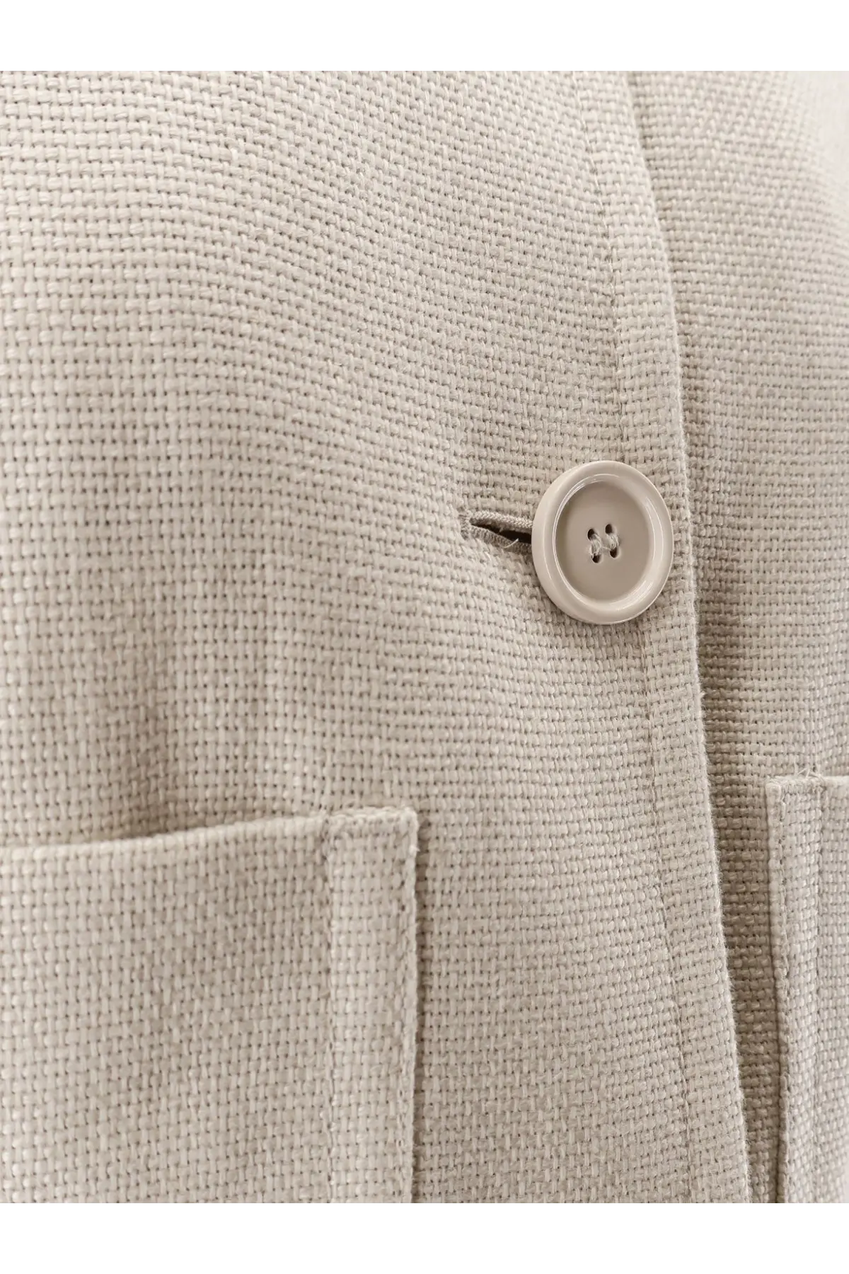 S max mara women’s beige linen and cotton blazer with textured fabric and matching circular button details