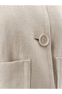 S max mara women’s beige linen and cotton blazer with textured fabric and matching circular button details