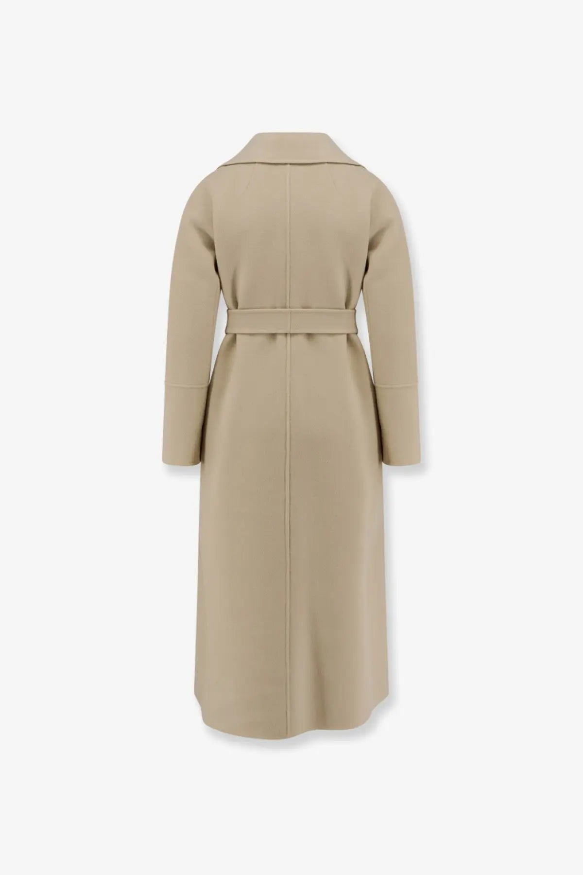 Beige wool coat with belted waist and classic collar from S Max Mara womens Smmelisa double face fabric collection