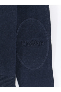 Dark navy blue knit linen sweater with an oval max mara logo patch for women from S Max Mara