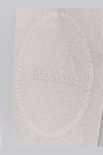 White knit fabric patch with max mara embroidered in raised thread on s max mara womens smmfervore linen sweater white