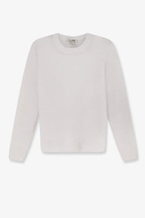 S max mara women’s smmfervore white linen crewneck sweater with soft smooth texture and clean minimalist lines