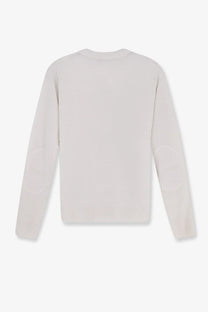 A soft off-white linen crew neck sweater with long sleeves from S Max Mara women’s smmfervore collection