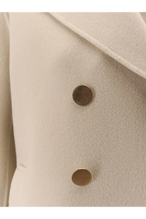Cream-colored wool coat with two round metallic buttons from s max mara smmmargot double fabric beige collection