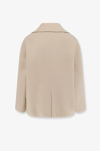 Beige wool-blend blazer from s max mara with structured collar and minimalist design for women