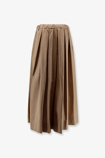 Beige cotton pleated midi skirt with elastic waistband from s max mara womens smmpineta collection