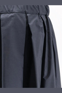 Dark gray pleated skirt with smooth shiny fabric and elastic waistband from s max mara womens smmpineta cotton skirt blue