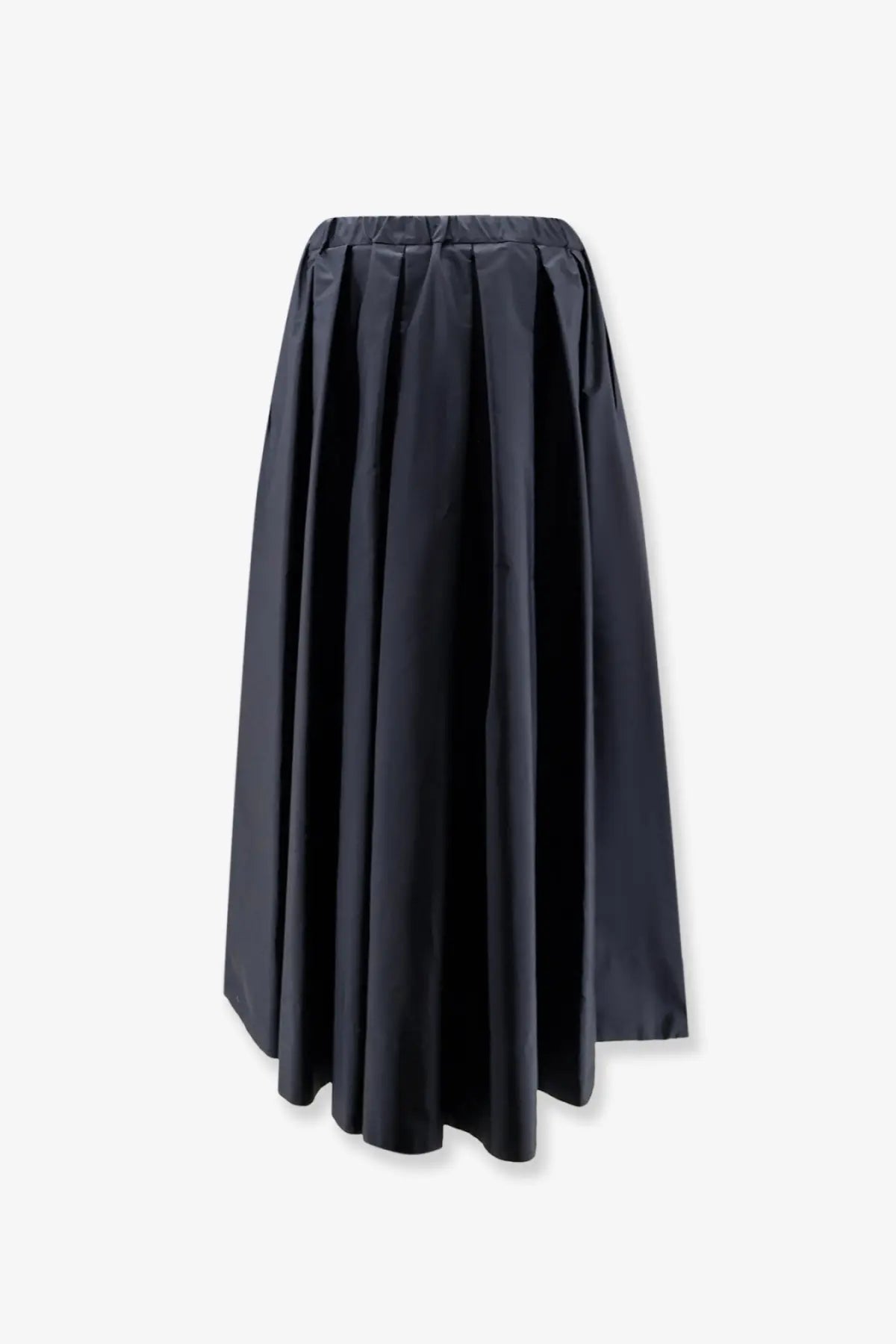 A sleek black pleated midi skirt with an elastic waistband from s max mara in cotton fabric