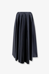 A sleek black pleated midi skirt with an elastic waistband from s max mara in cotton fabric