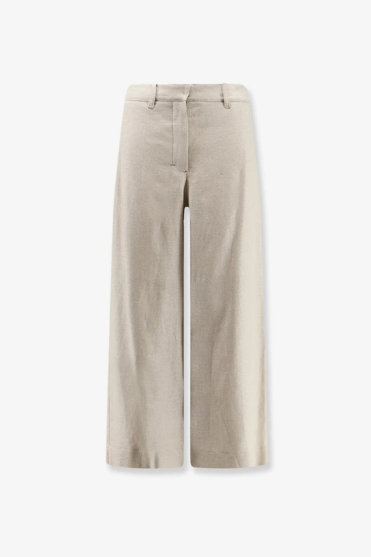 Beige corduroy wide-leg trousers with straight cut and belt loops from S Max Mara stretch cotton and linen collection