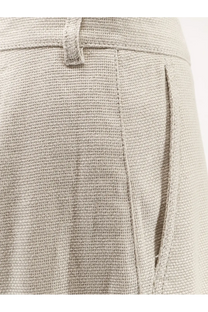 Beige textured woven s max mara womens stretch cotton and linen trousers with subtle herringbone pattern and belt loop