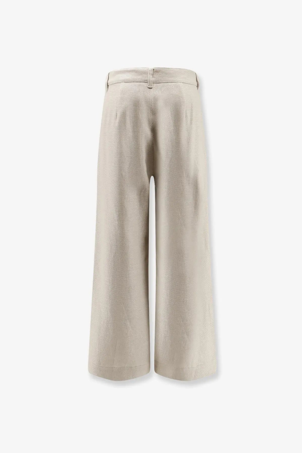 Beige wide-leg s max mara womens stretch cotton and linen trousers with subtle textured weave and minimalist design