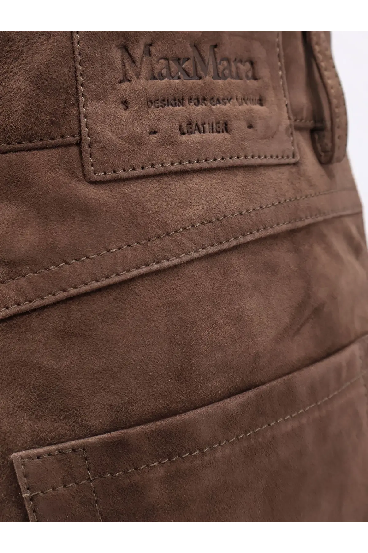 Brown suede leather pants with maxmara brand label from s max mara womens suede trousers brown collection