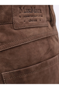 Brown suede leather pants with maxmara brand label from s max mara womens suede trousers brown collection