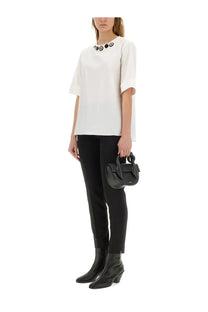 Black leather mini handbag s max mara women’s top dora white with structured shape and top handle