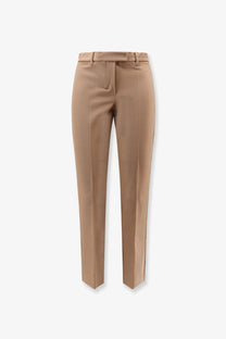 Beige tailored trousers with a sleek straight-leg cut and subtle side seam detailing from s max mara cotton blend