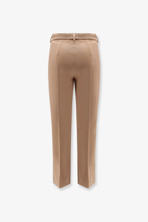 Beige S Max Mara women’s Umanita cotton blend tailored trousers with sleek straight-leg cut and subtle waistband detail