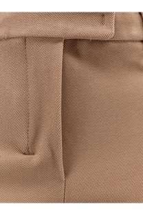 S Max Mara women’s Umanita beige cotton blend trousers with tan corduroy and subtle diagonal ribbed texture