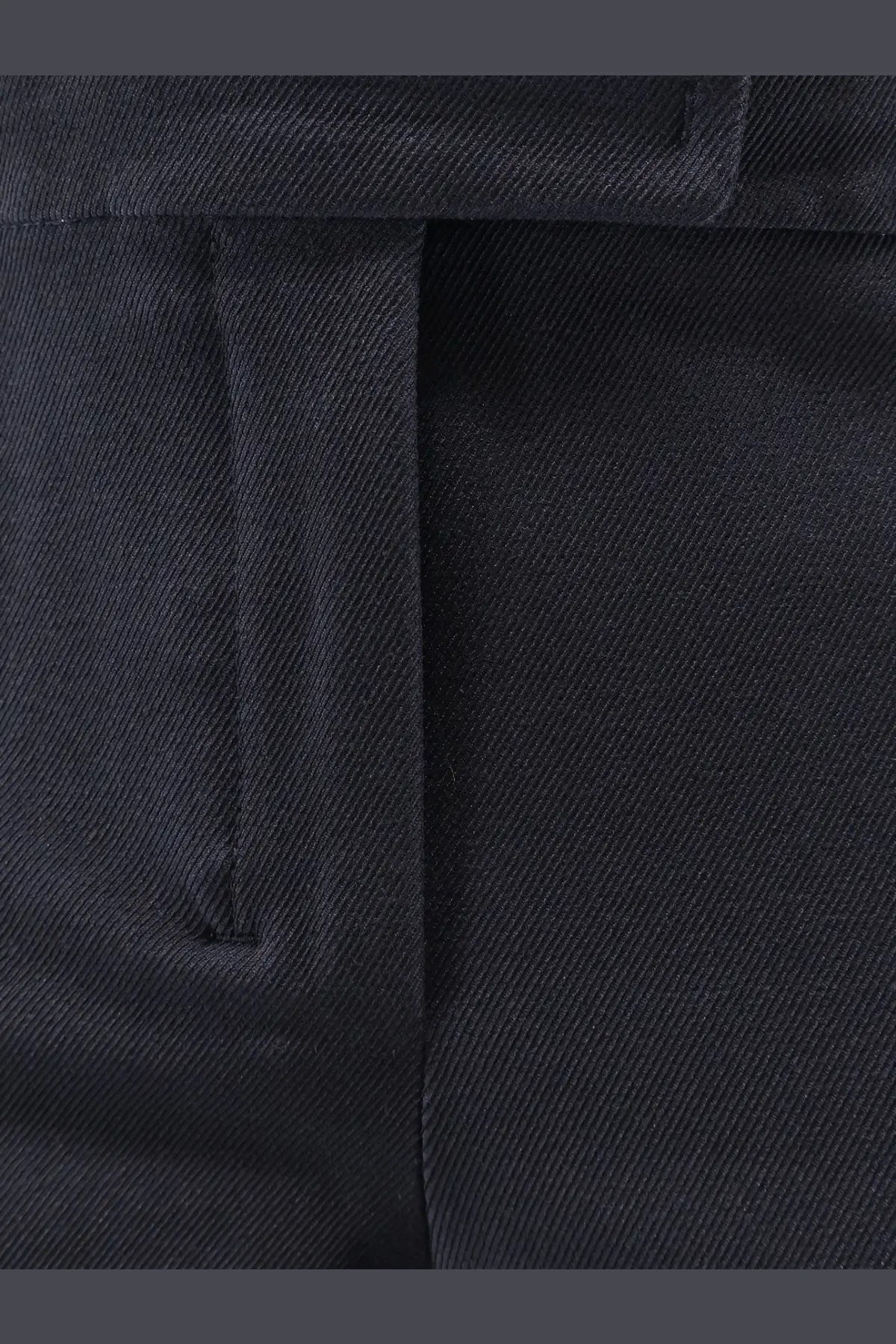 S Max Mara women’s umanita cotton blend trousers in dark blue denim with subtle diagonal weave and visible stitching