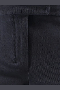 S Max Mara women’s umanita cotton blend trousers in dark blue denim with subtle diagonal weave and visible stitching