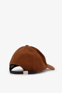 Beige sacai men’s carhartt wip duck cotton baseball hat with brown cotton back strap and silver metal buckle
