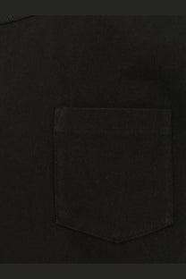 Black denim pocket with subtle texture and stitched edges on sacai men’s cotton shirt back side